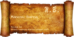 Mancsu Barna névjegykártya
